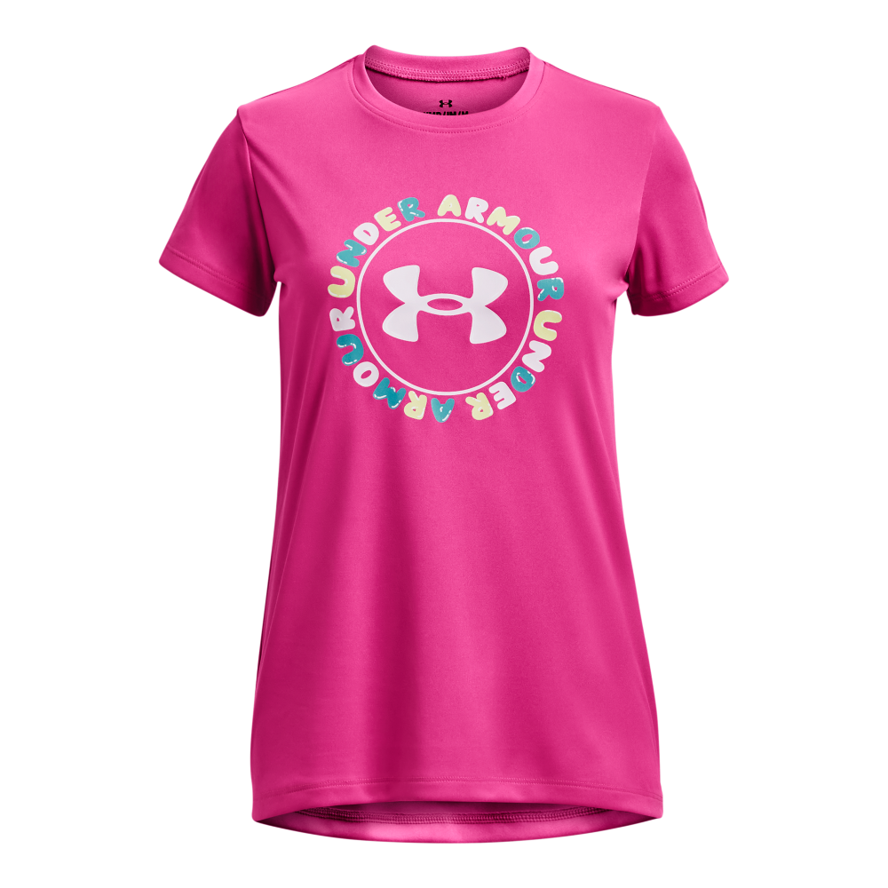 Under Armour Big Girls' Tech Twist Wordmark Tee-Pink